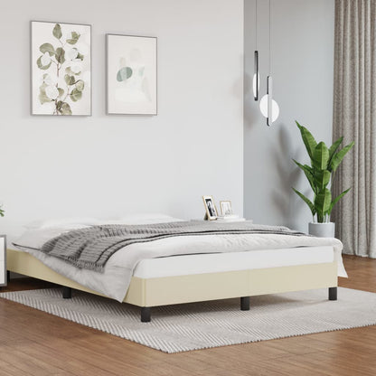 Estrutura de cama 140x190 cm couro artificial cor creme