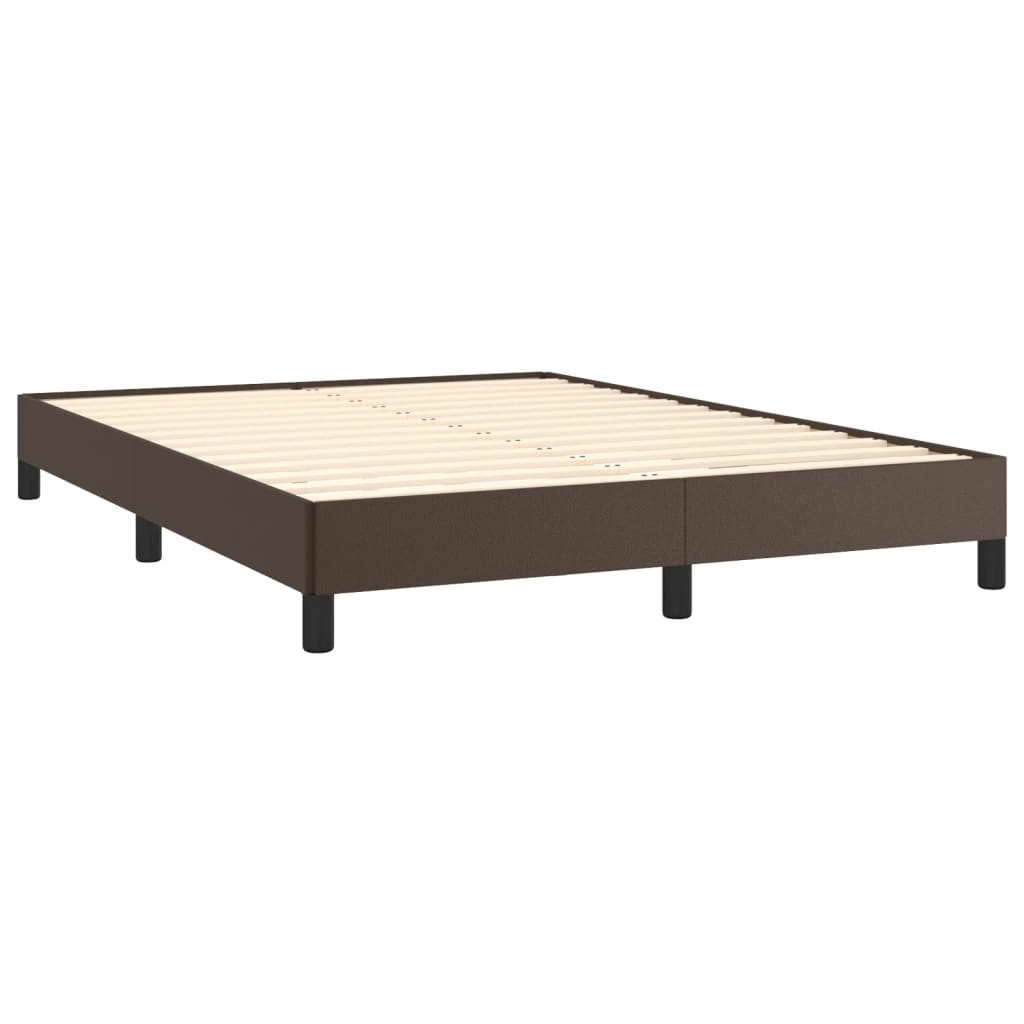 Estrutura de cama 140x190 cm couro artificial castanho