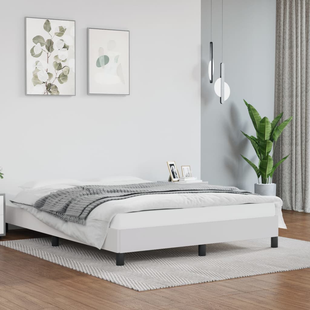 Estrutura de cama 140x200 cm couro artificial branco