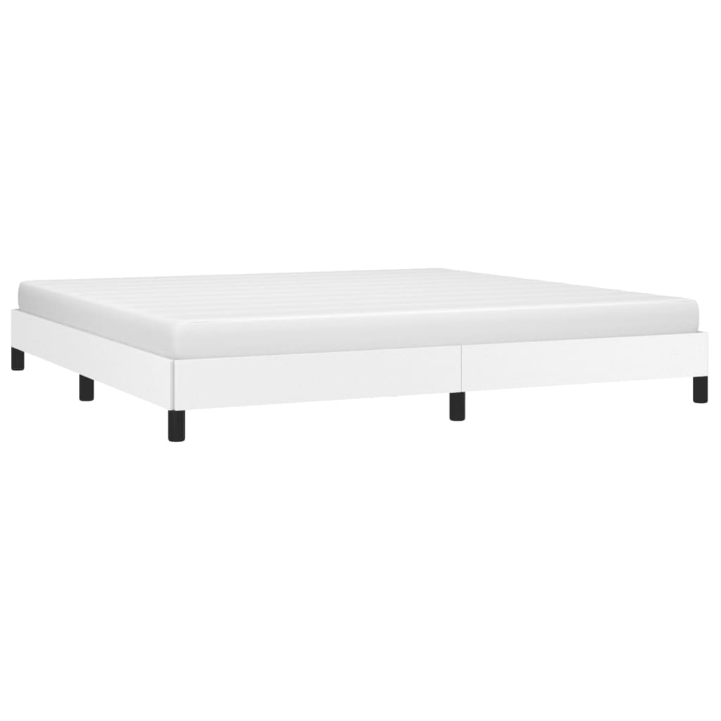 Estrutura de cama 200x200 cm couro artificial branco