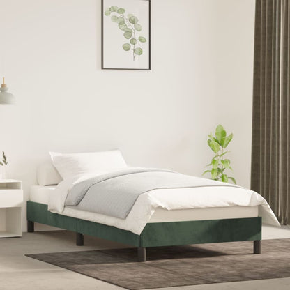 Estrutura de cama 90x200 cm veludo verde-escuro