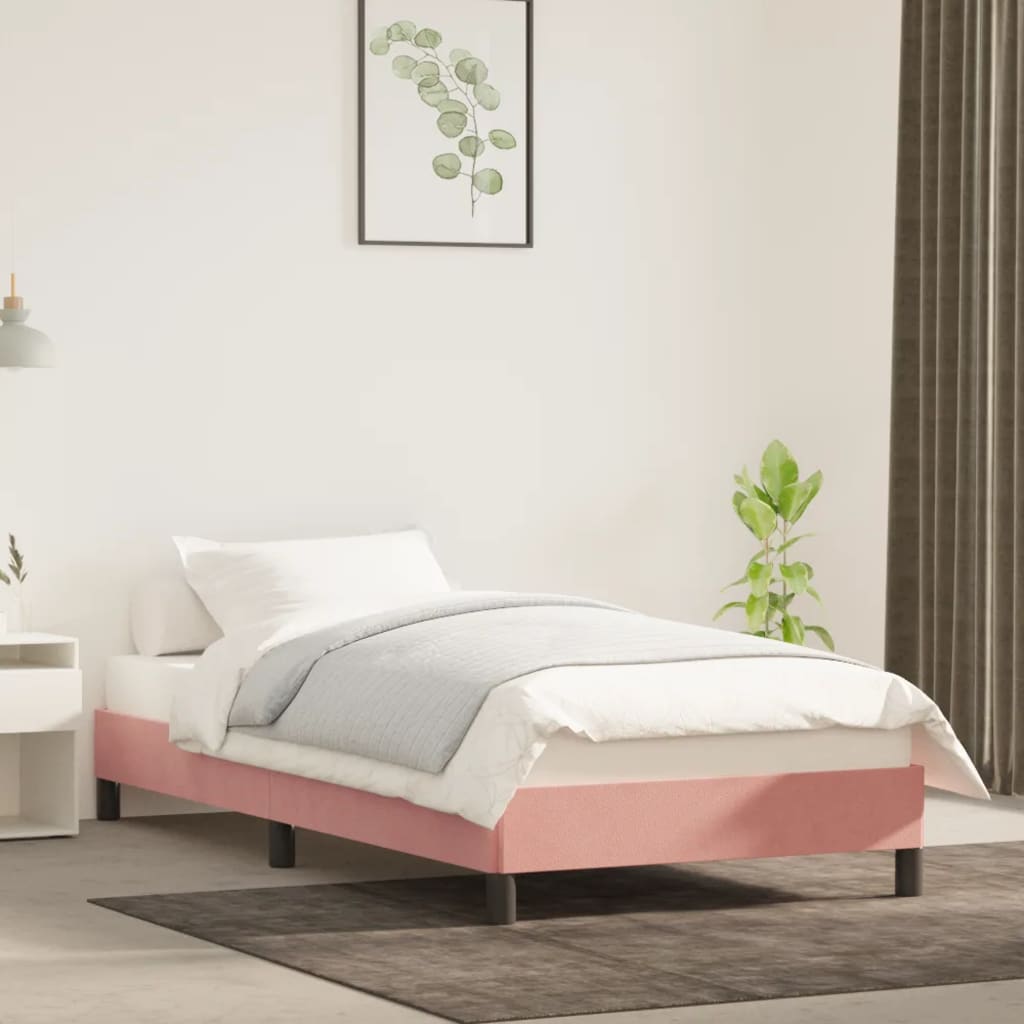 Estrutura de cama 100x200 cm veludo rosa