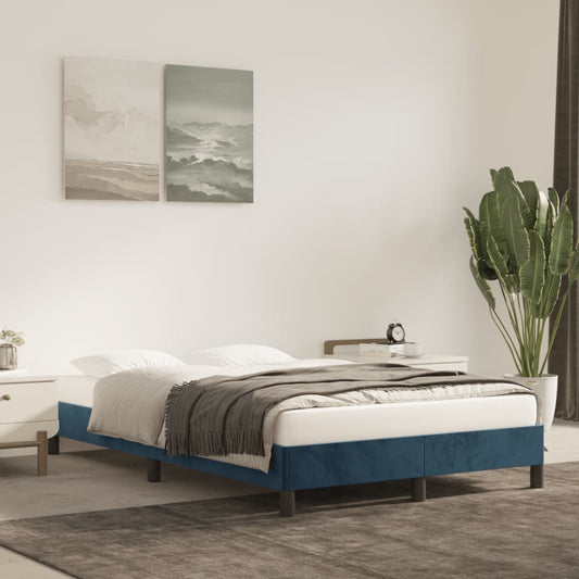 Estrutura de cama 120x200 cm veludo azul-escuro