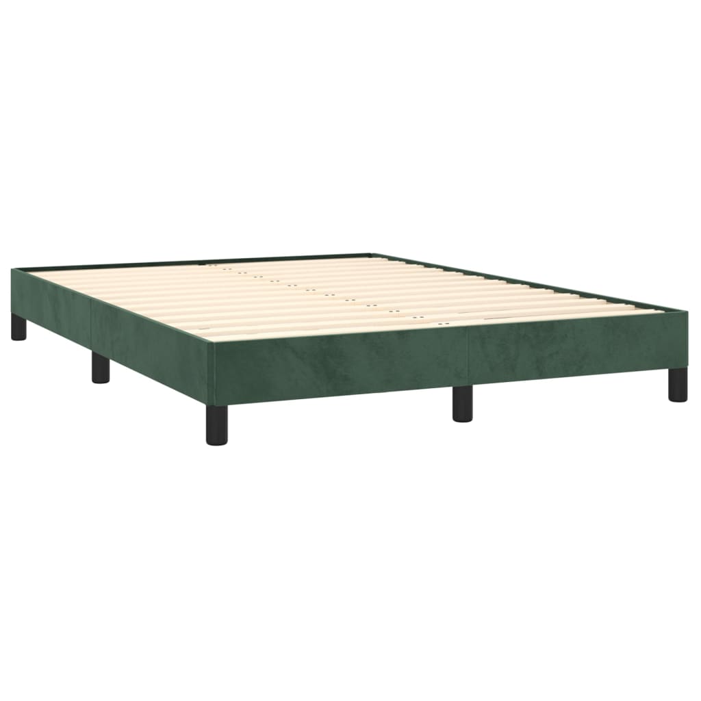 Estrutura de cama 140x190 cm veludo verde-escuro