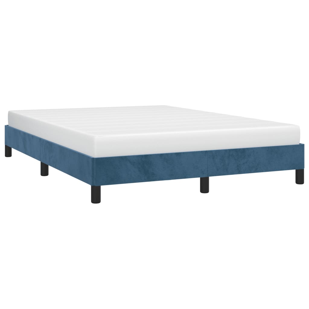 Estrutura de cama 140x190 cm veludo azul-escuro