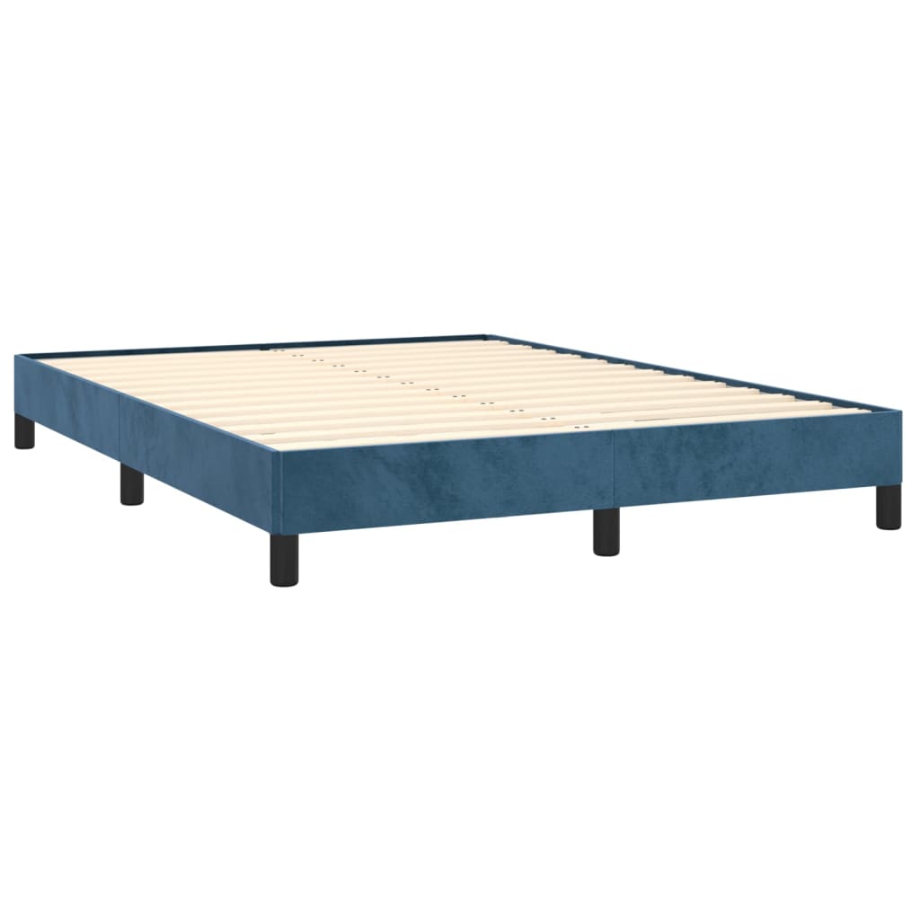 Estrutura de cama 140x190 cm veludo azul-escuro