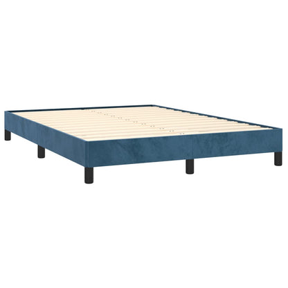 Estrutura de cama 140x190 cm veludo azul-escuro