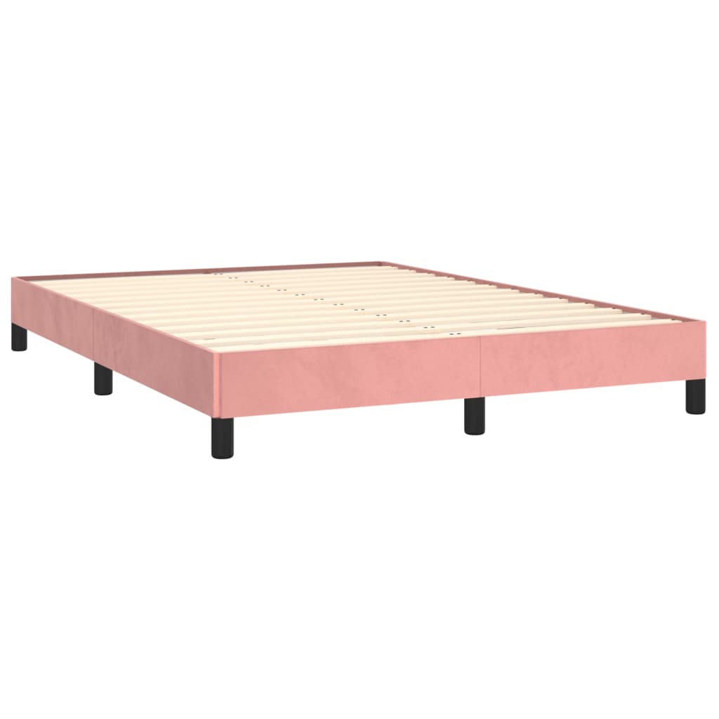 Estrutura de cama 140x200 cm veludo rosa