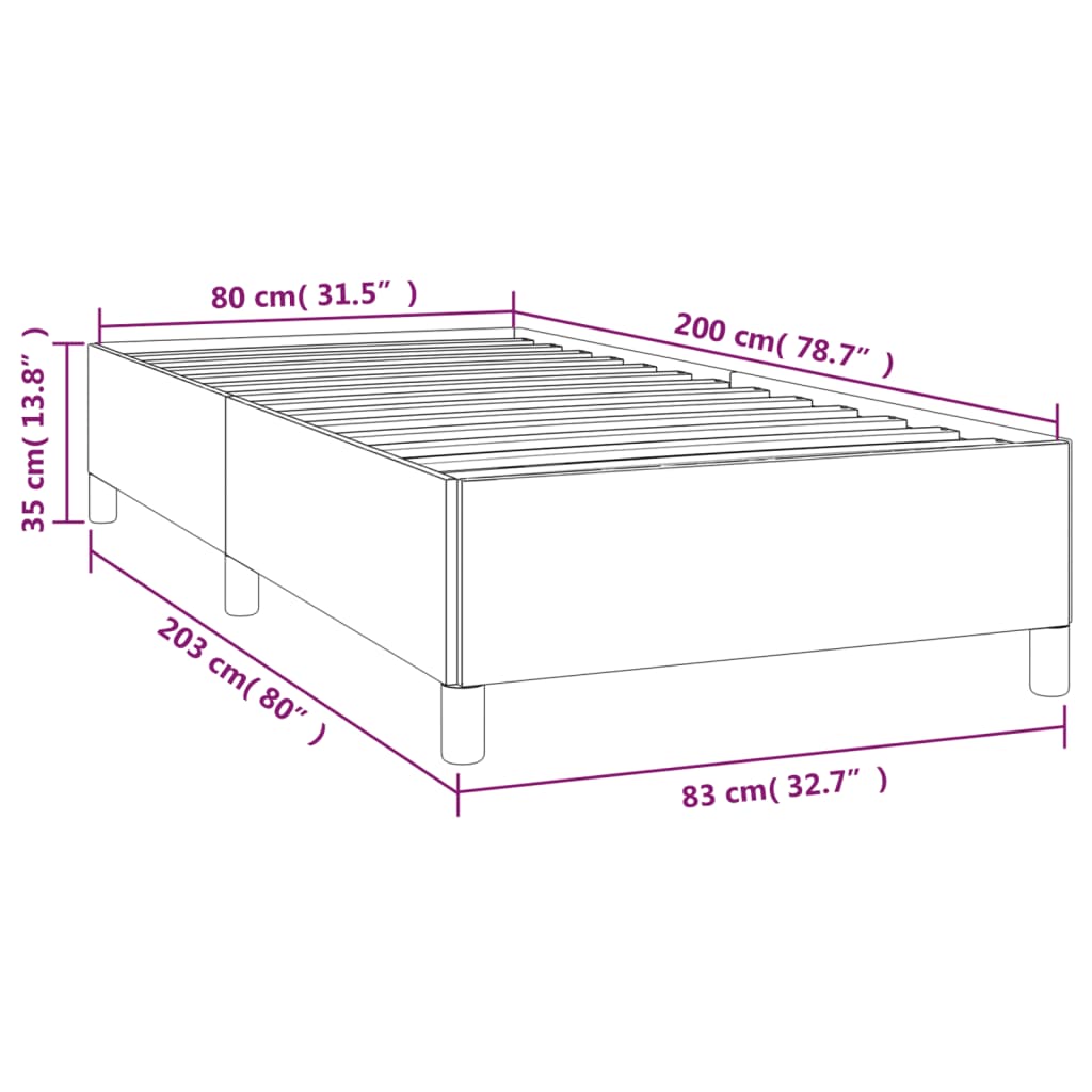 Estrutura de cama em tecido 80x200 cm preto