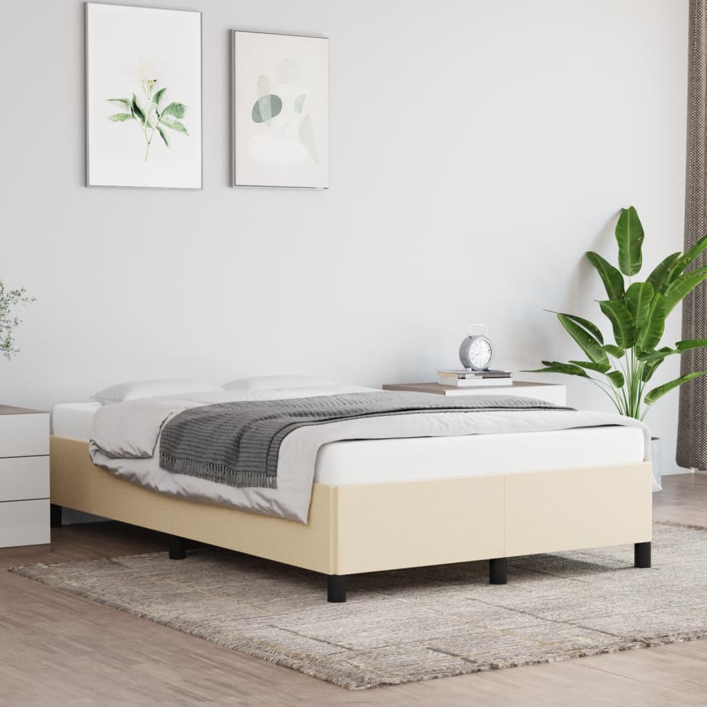 Estrutura de cama 120x200 cm tecido cor creme