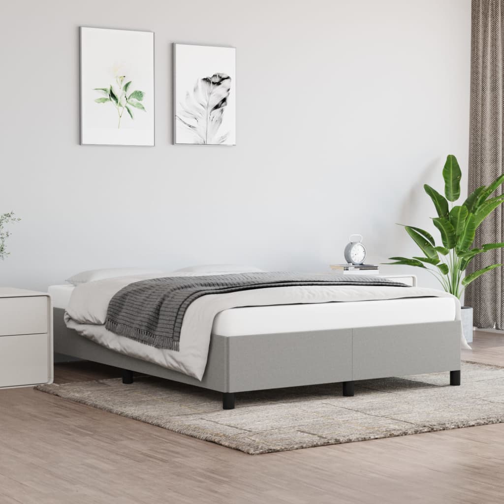 Estrutura de cama 140x190 cm tecido cinza-claro