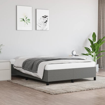 Estrutura de cama 140x190 cm tecido cinzento-escuro