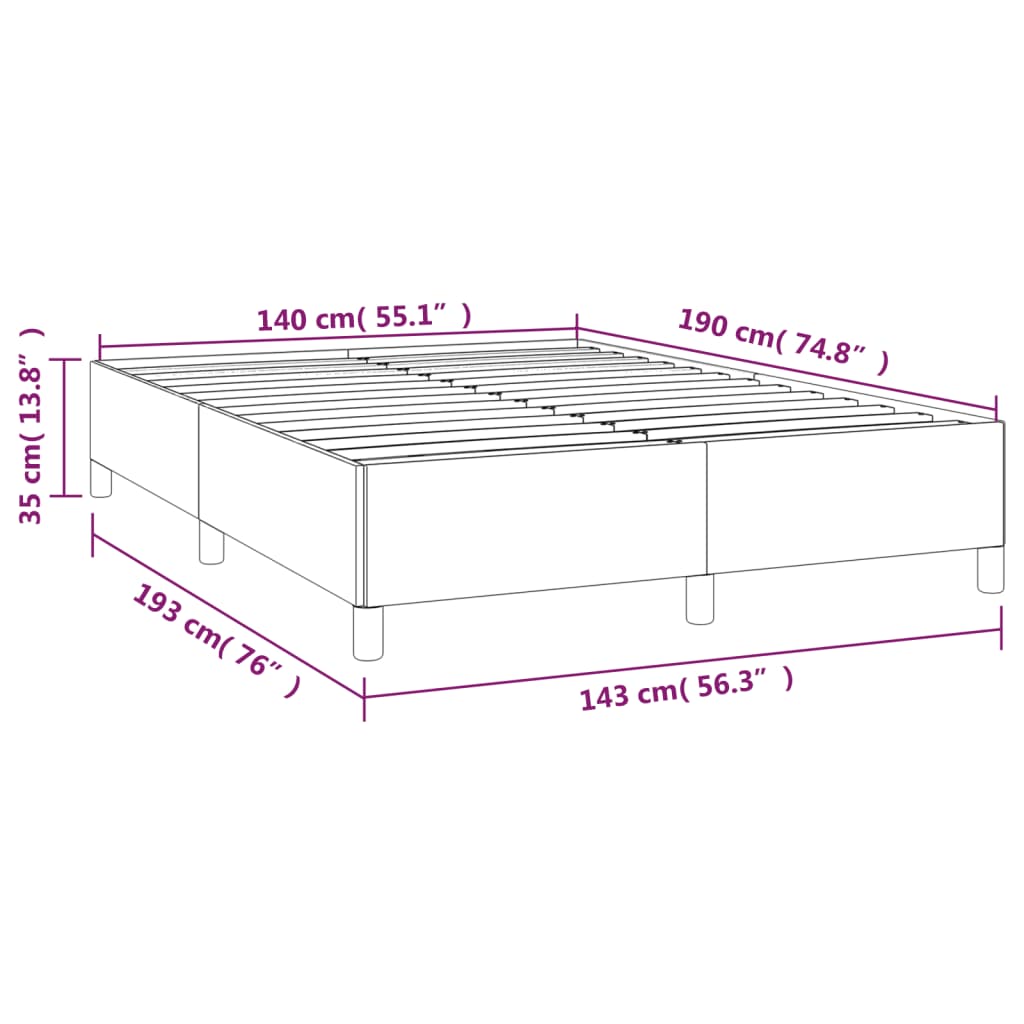 Estrutura de cama 140x190 cm tecido castanho-escuro