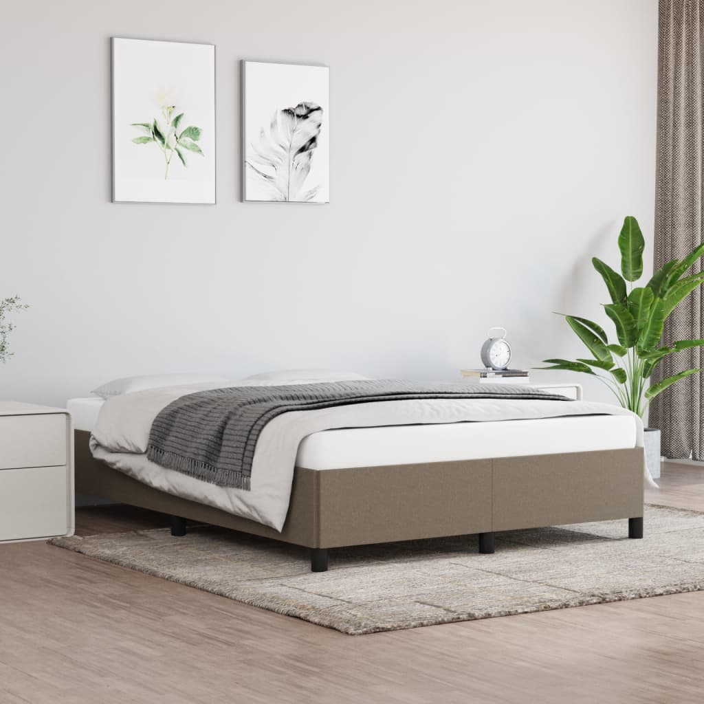 Estrutura de cama 140x190 cm tecido cinza-acastanhado