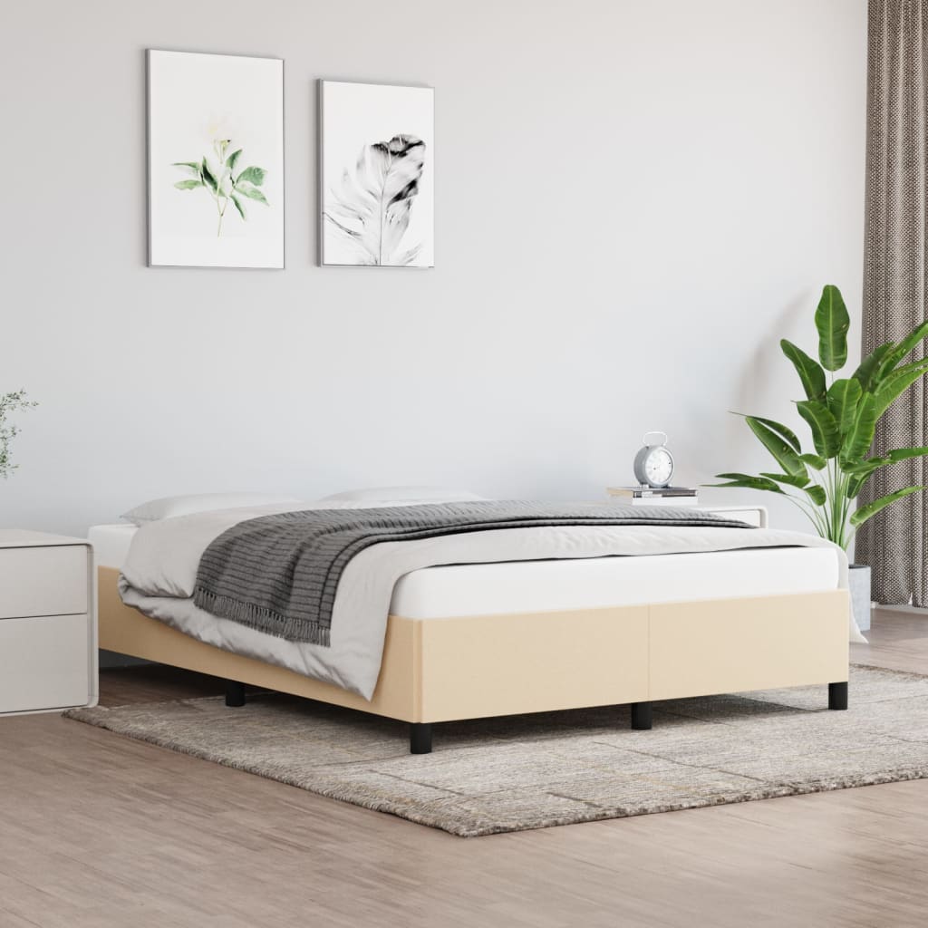 Estrutura de cama 140x190 cm tecido cor creme