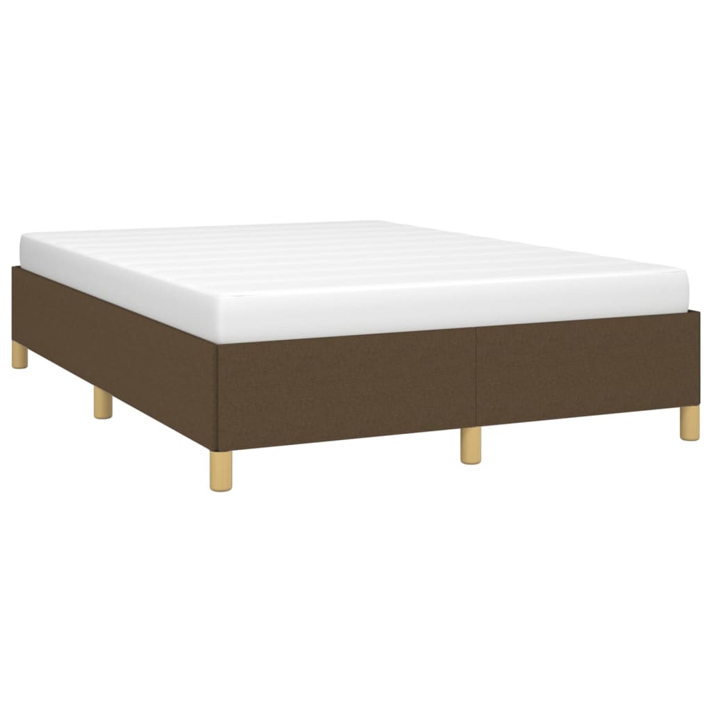 Estrutura de cama 140x190 cm tecido castanho-escuro