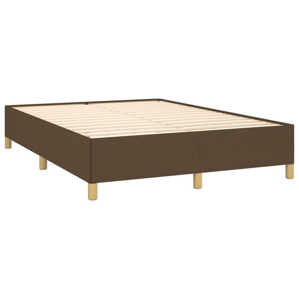 Estrutura de cama 140x190 cm tecido castanho-escuro