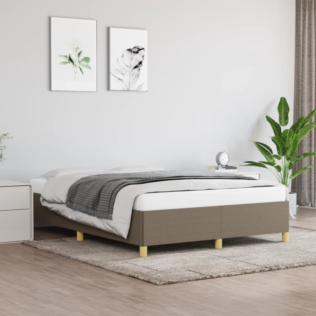 Estrutura de cama 140x190 cm tecido cinza-acastanhado