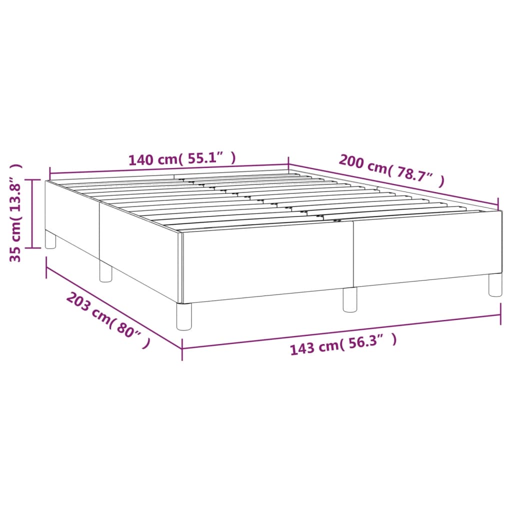 Estrutura de cama 140x200 cm tecido castanho-escuro