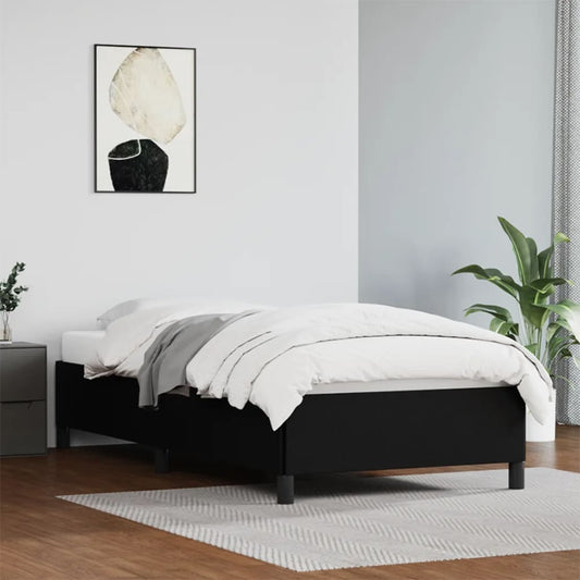 Estrutura de cama 90x190 cm couro artificial preto