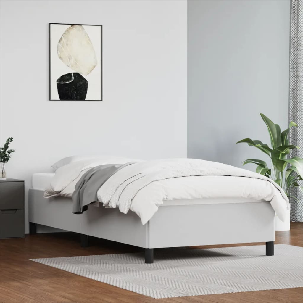 Estrutura de Cama Salu em Couro Artificial Branco - 90x190 cm - Design Moderno