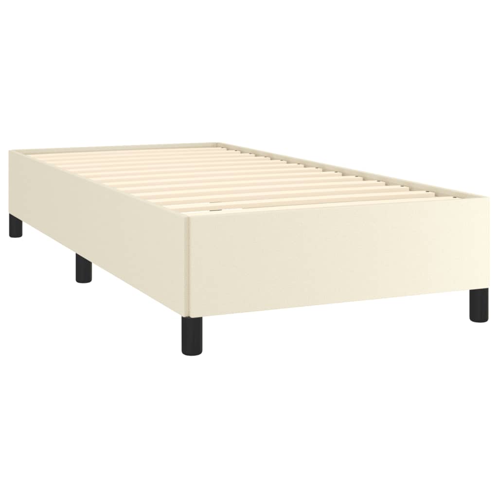 Estrutura de Cama Salu em Couro Artificial Creme - 90x190 cm - Design Moderno