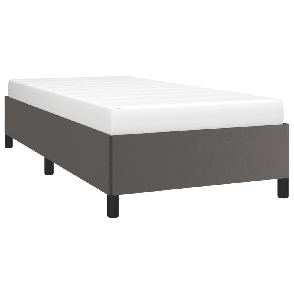 Estrutura de Cama Salu em Couro Artificial Cinza - 90x190cm - Design Moderno