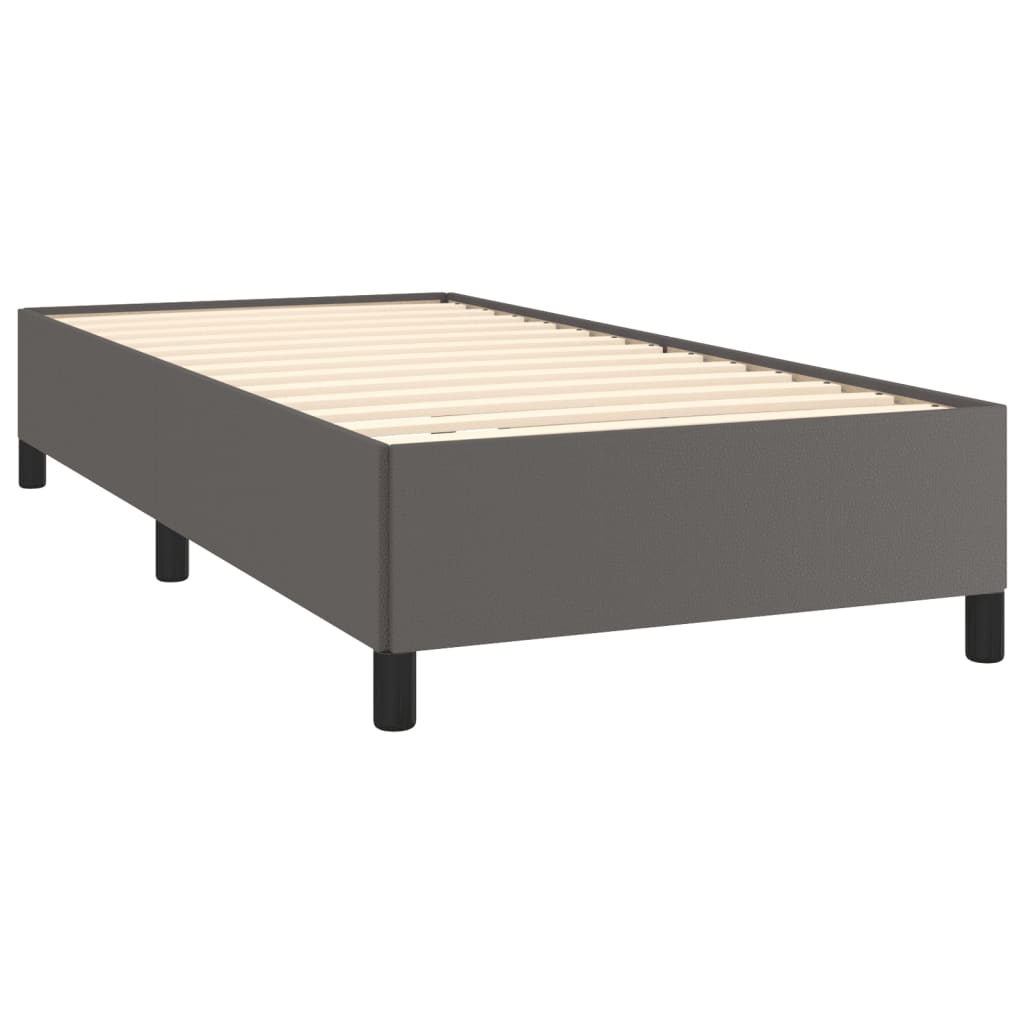 Estrutura de Cama Salu em Couro Artificial Cinza - 90x190cm - Design Moderno