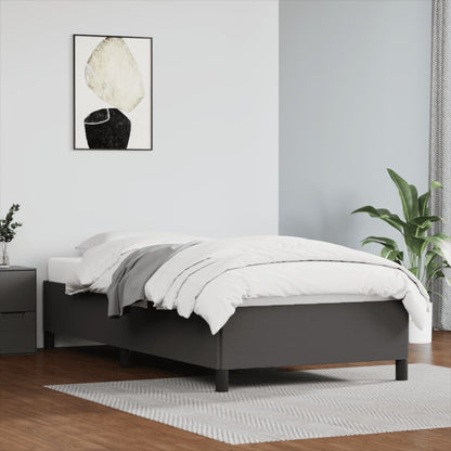 Estrutura de Cama Salu em Couro Artificial Cinza - 90x190cm - Design Moderno