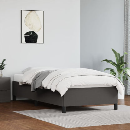 Estrutura de Cama Salu em Couro Artificial Cinza - 90x200cm - Design Moderno