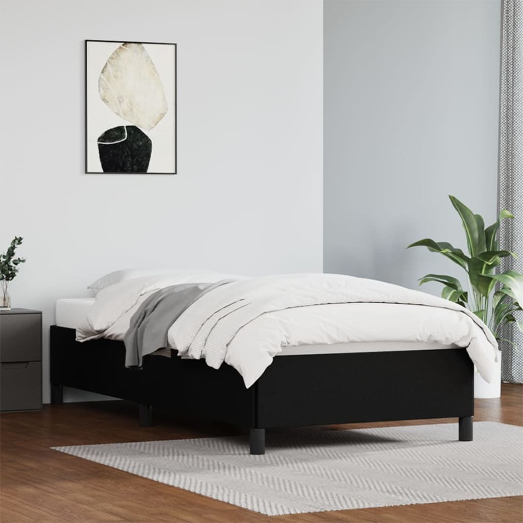 Estrutura de Cama Salu em Couro Artificial Preto - 100x200 cm - Design Moderno