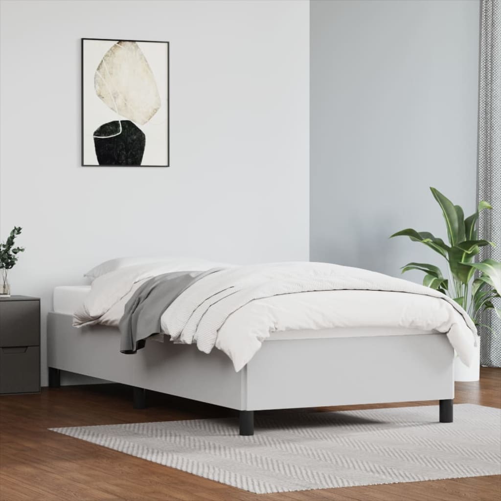 Estrutura de cama 100x200 cm couro artificial branco