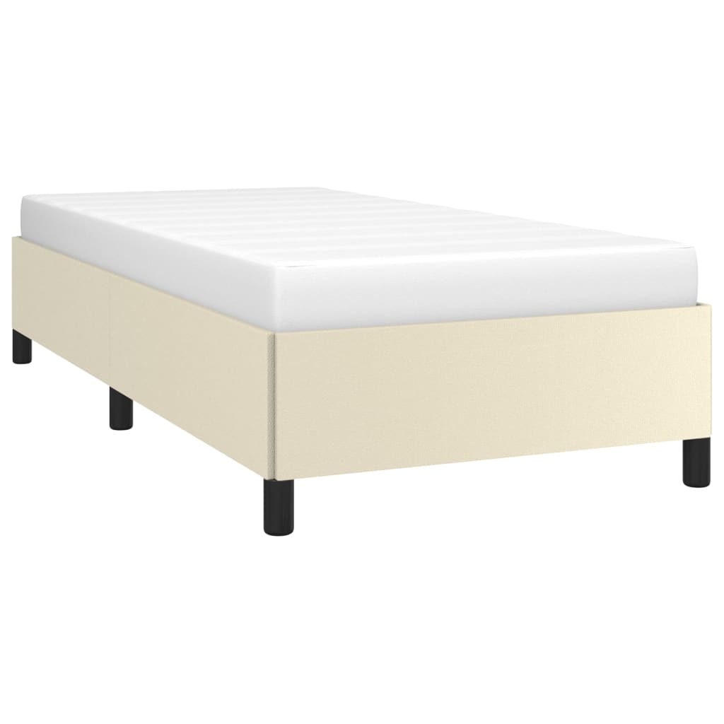 Estrutura de cama 100x200 cm couro artificial cor creme