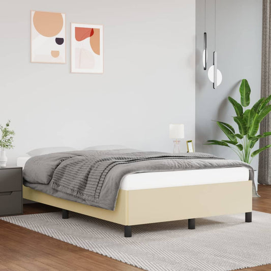 Estrutura de cama 120x200 cm couro artificial cor creme