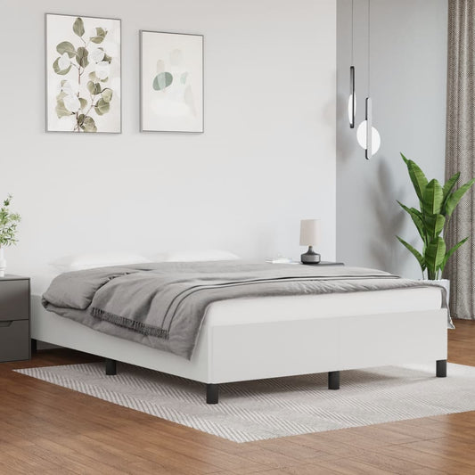 Estrutura de Cama Salu em Couro Artificial Branco - 140x190 cm - Design Moderno