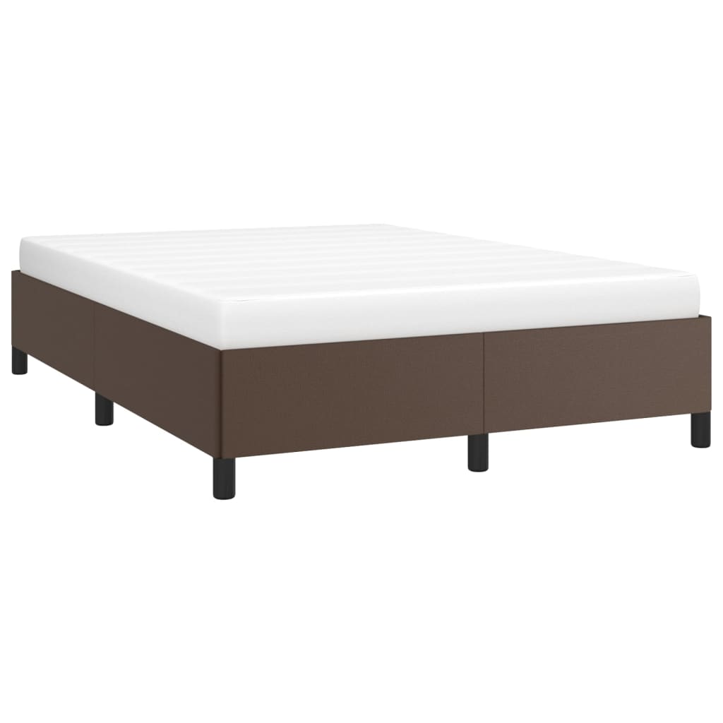 Estrutura de cama 140x190 cm couro artificial castanho