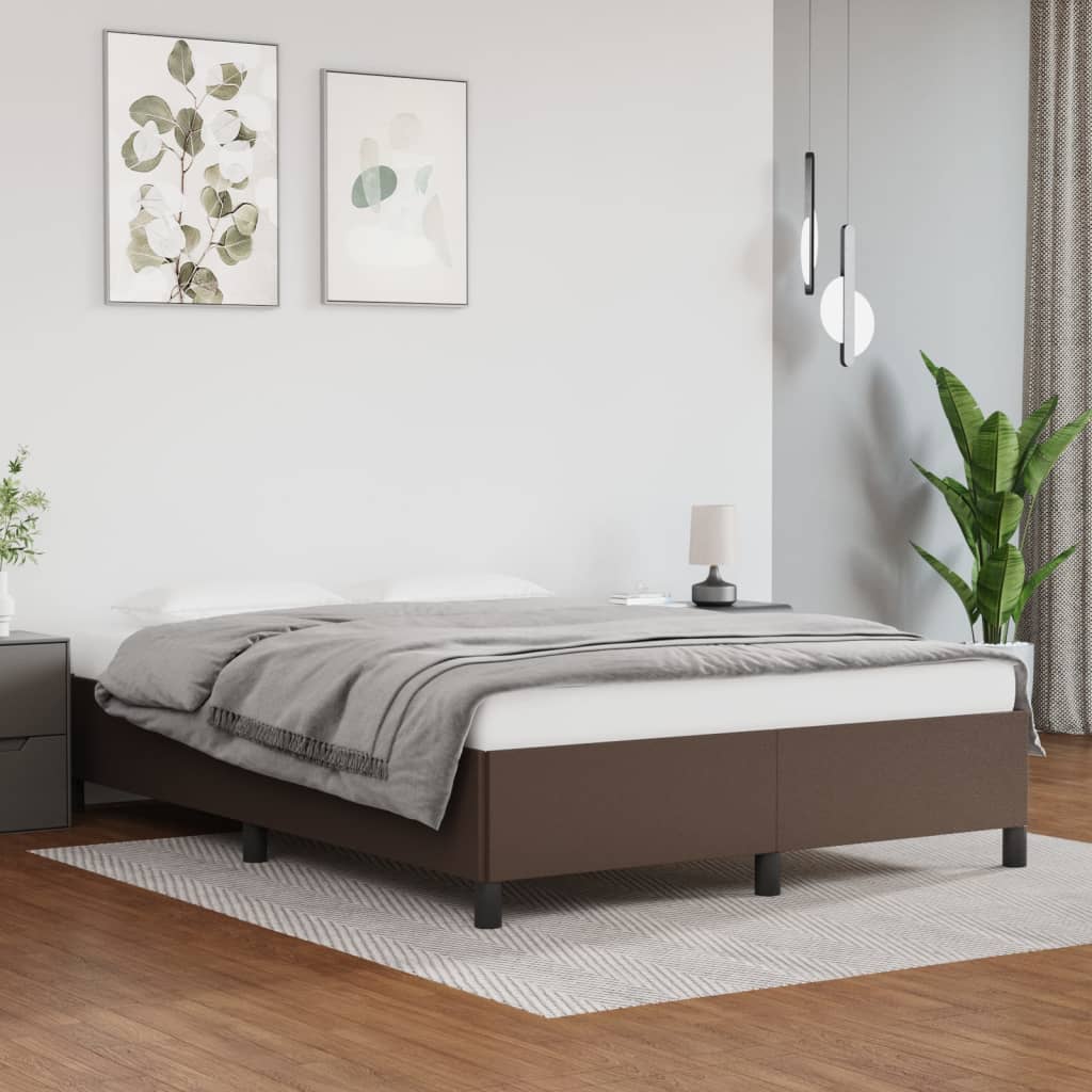 Estrutura de cama 140x190 cm couro artificial castanho