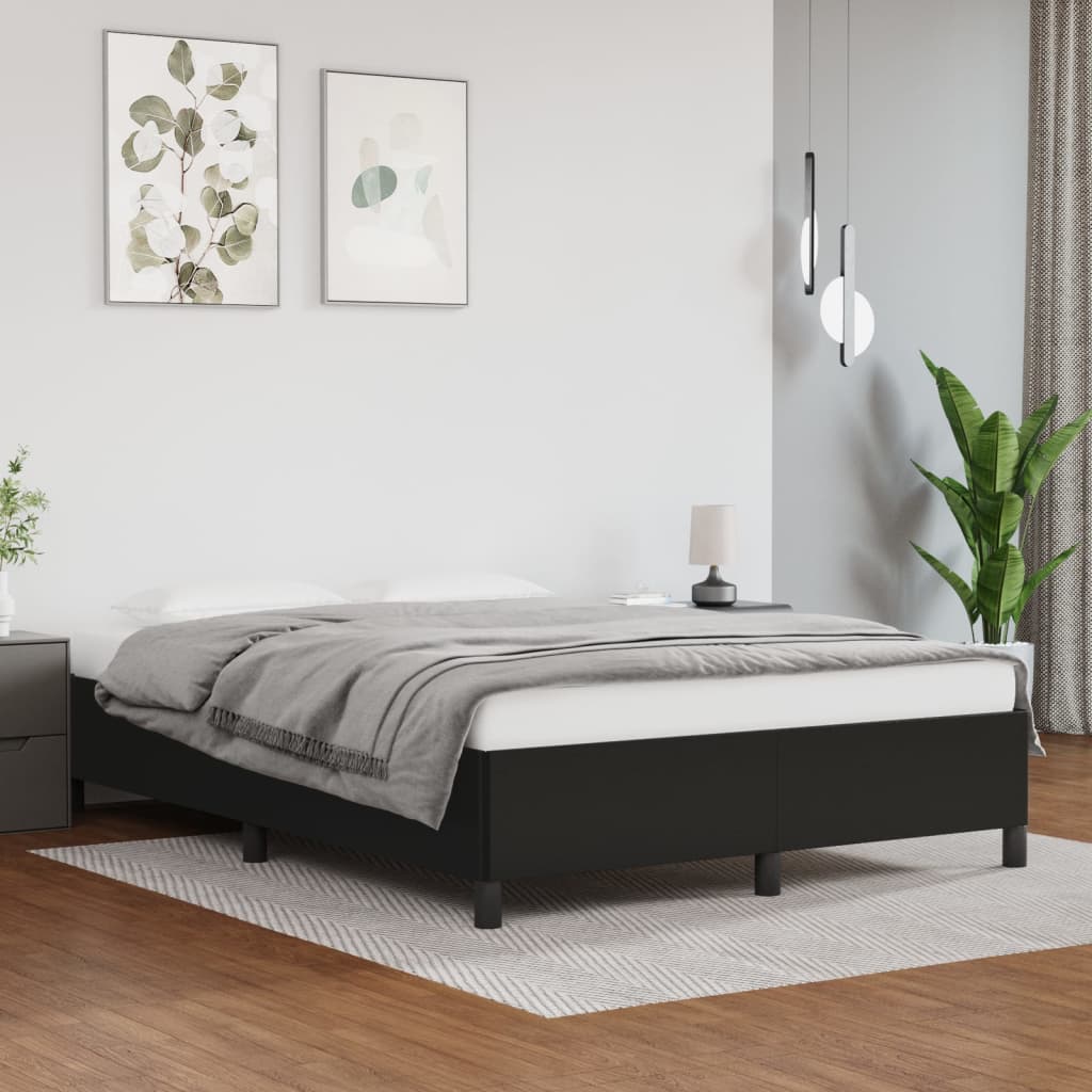 Estrutura de Cama Salu em Couro Artificial Preto - 140x200 cm - Design Moderno