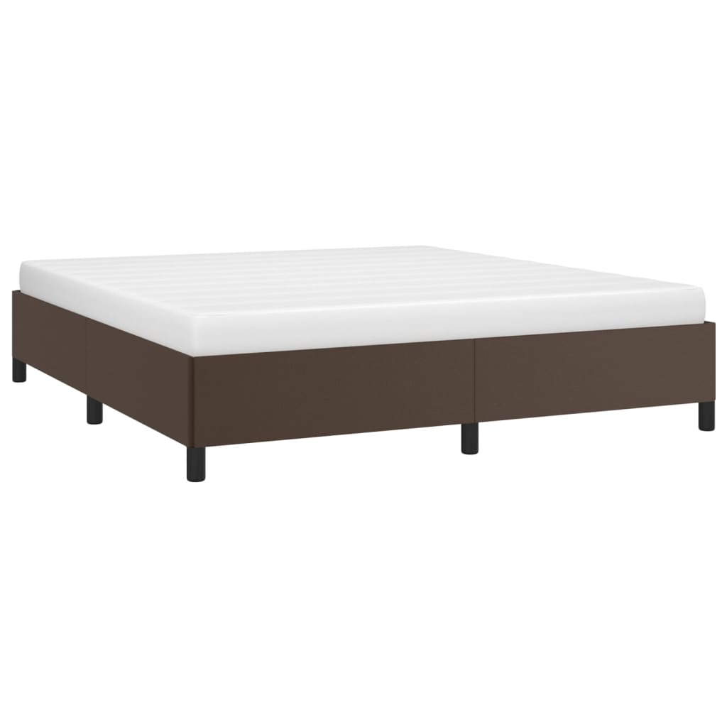 Estrutura de cama 160x200cm couro artificial castanho