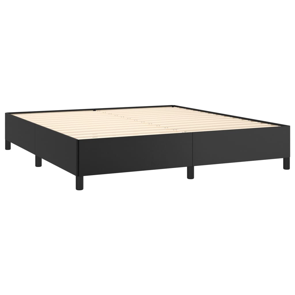 Estrutura de cama 180x200 cm couro artificial preto