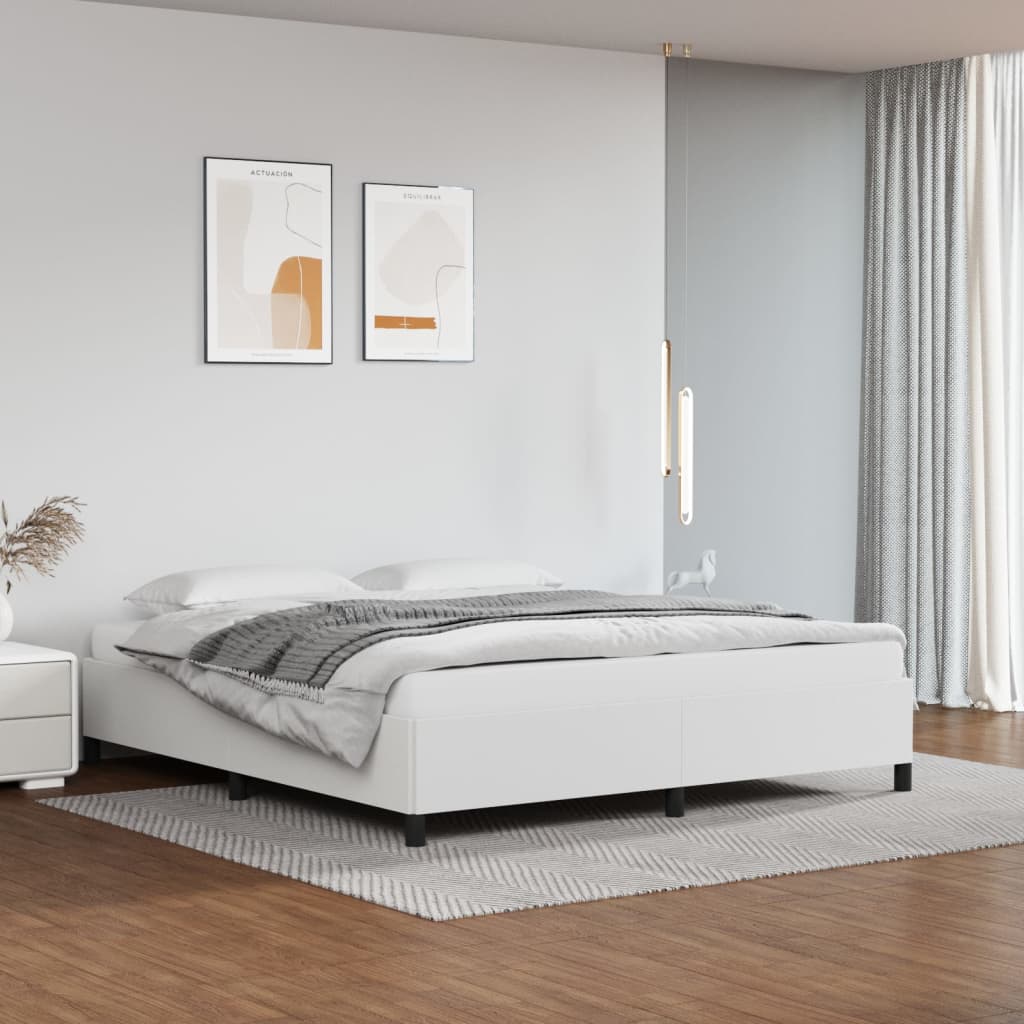 Estrutura de Cama Salu em Couro Artificial Branco - 180x200 cm - Design Moderno