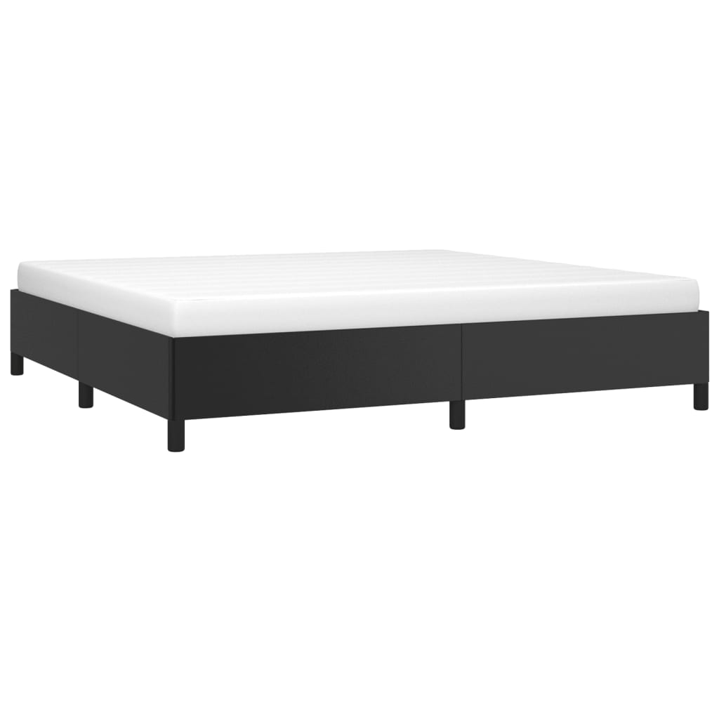 Estrutura de Cama Salu em Couro Artificial Preto - 200x200 cm - Design Moderno