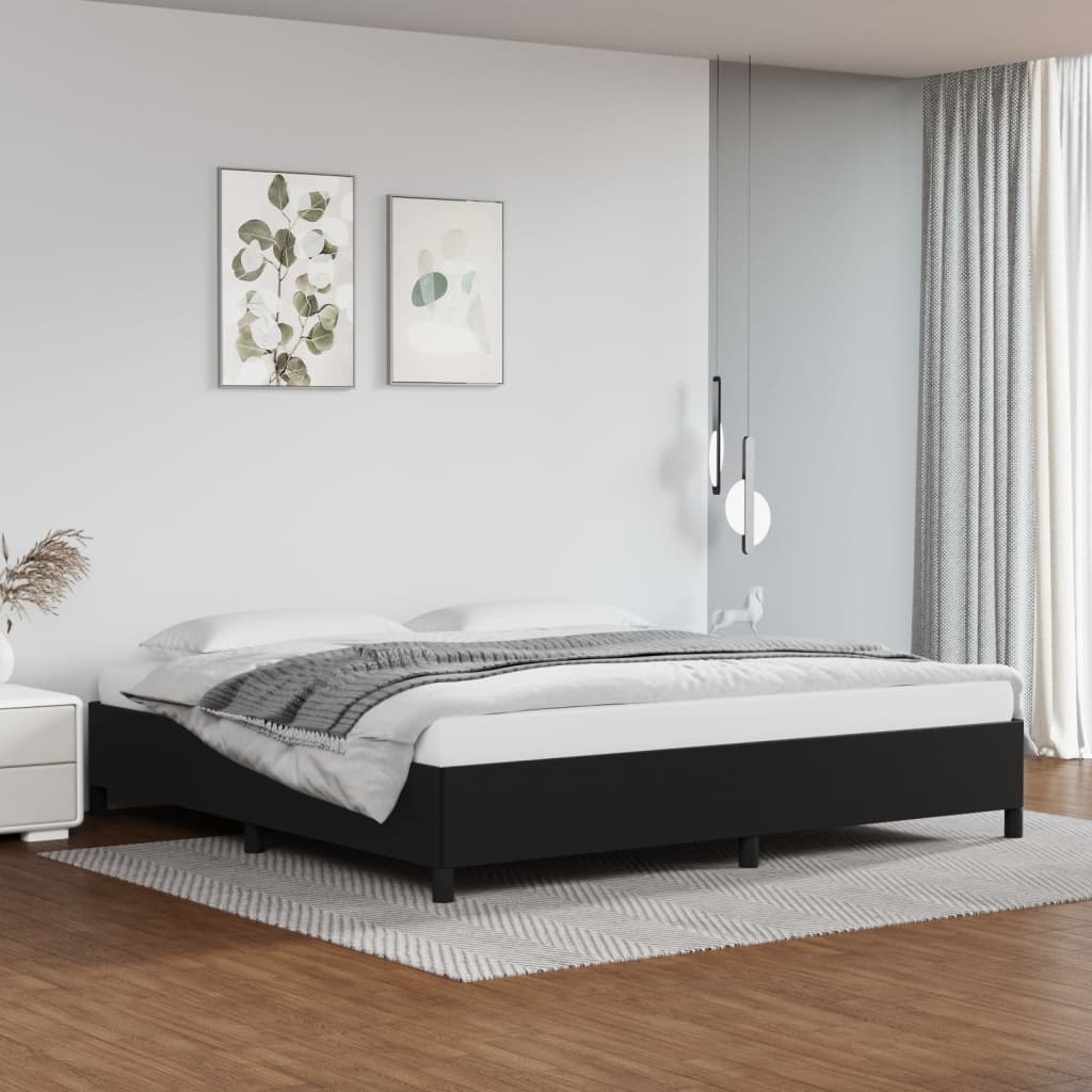 Estrutura de Cama Salu em Couro Artificial Preto - 200x200 cm - Design Moderno