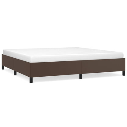 Estrutura de Cama Salu em Couro Artificial Castanho - 200x200cm - Design Moderno