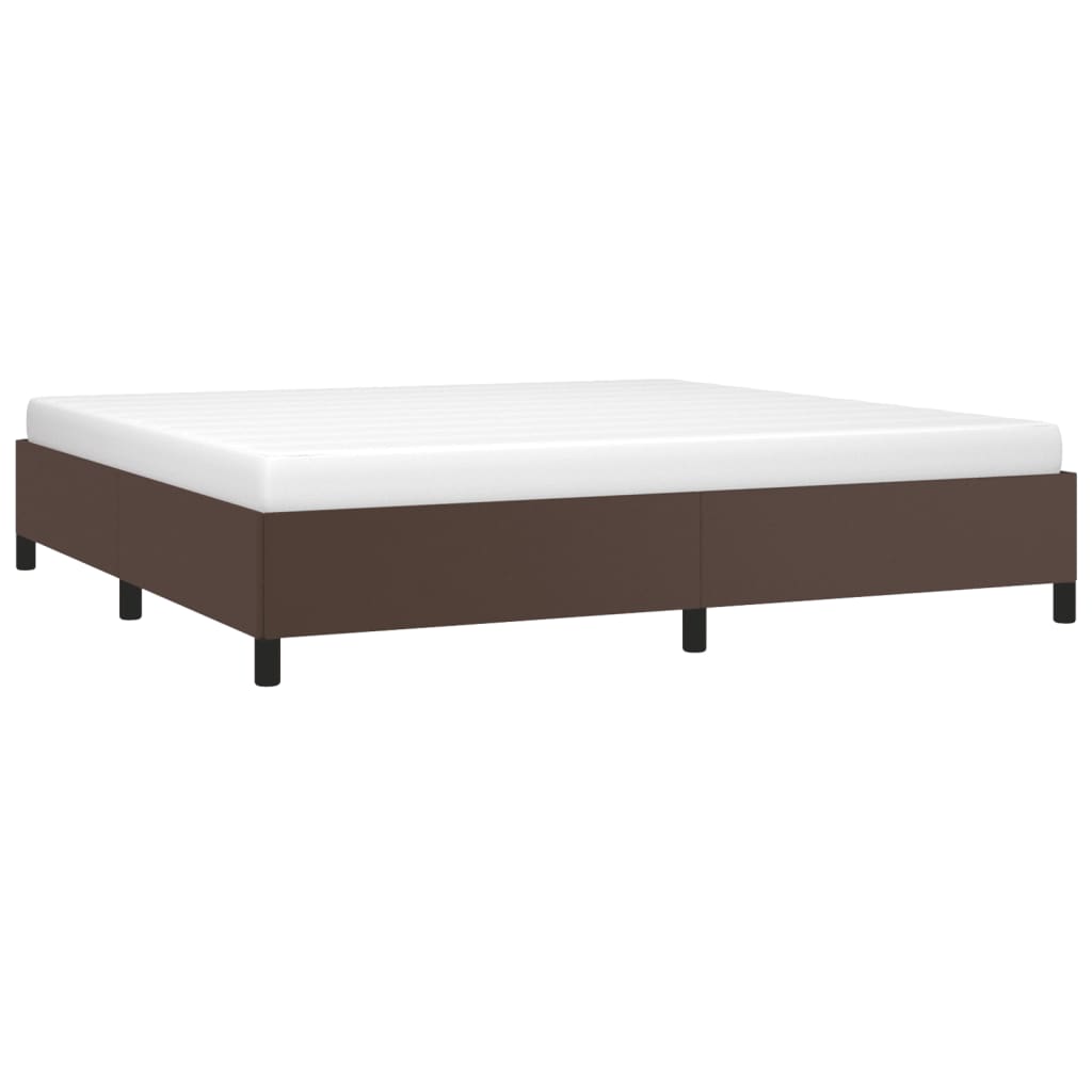 Estrutura de Cama Salu em Couro Artificial Castanho - 200x200cm - Design Moderno