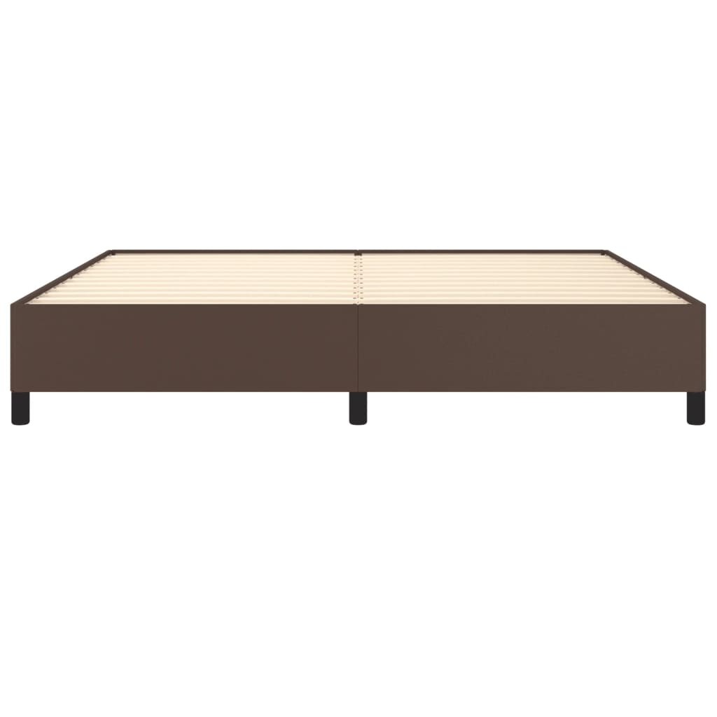 Estrutura de Cama Salu em Couro Artificial Castanho - 200x200cm - Design Moderno