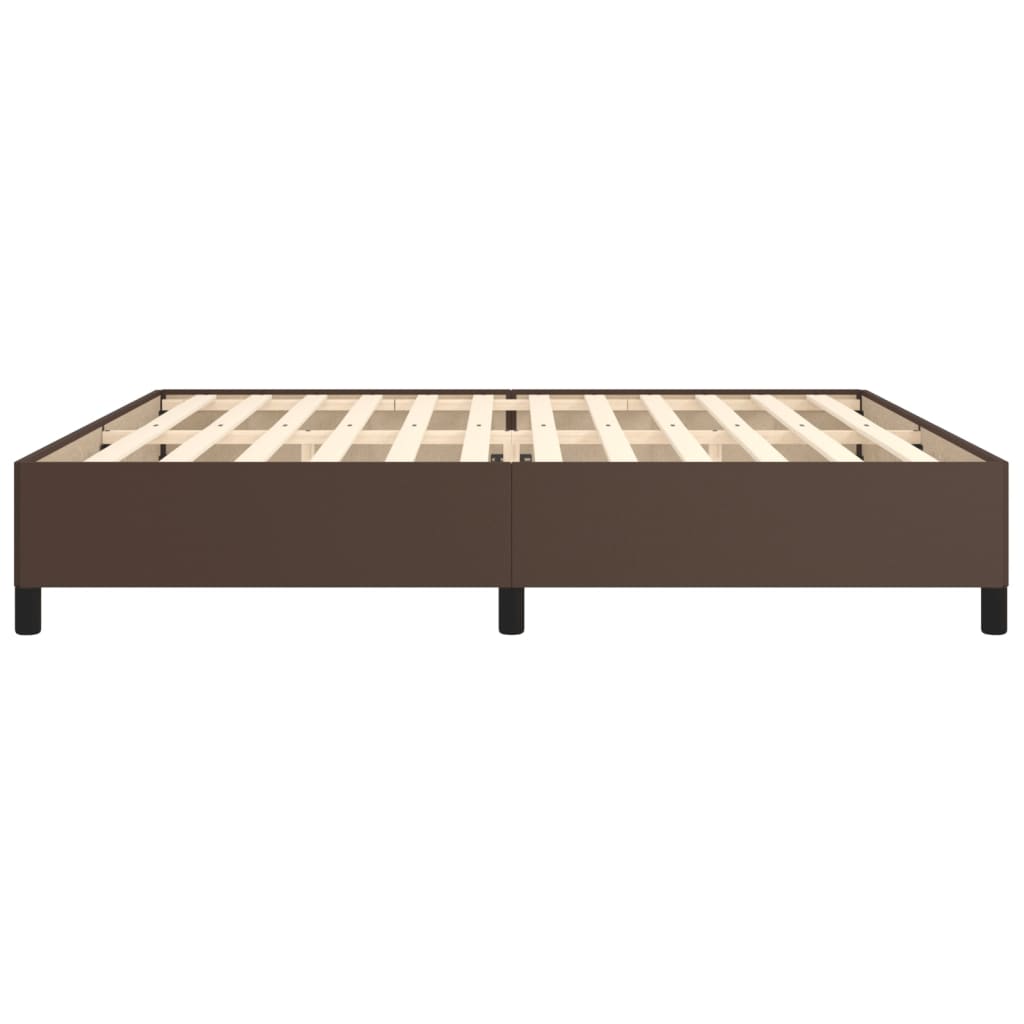 Estrutura de Cama Salu em Couro Artificial Castanho - 200x200cm - Design Moderno