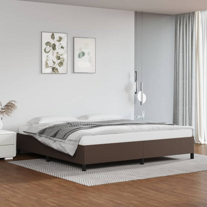 Estrutura de Cama Salu em Couro Artificial Castanho - 200x200cm - Design Moderno