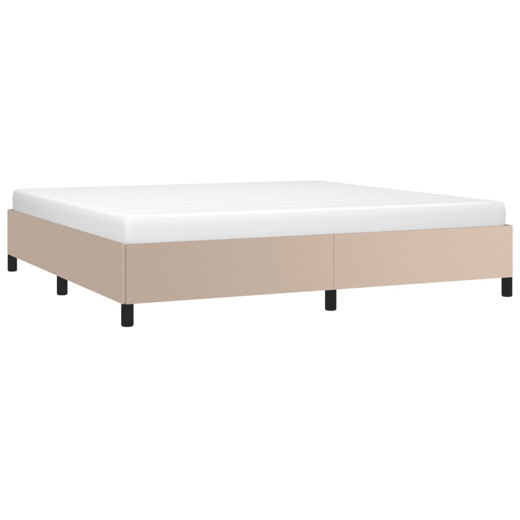 Estrutura de cama 200x200 cm couro artificial cappuccino