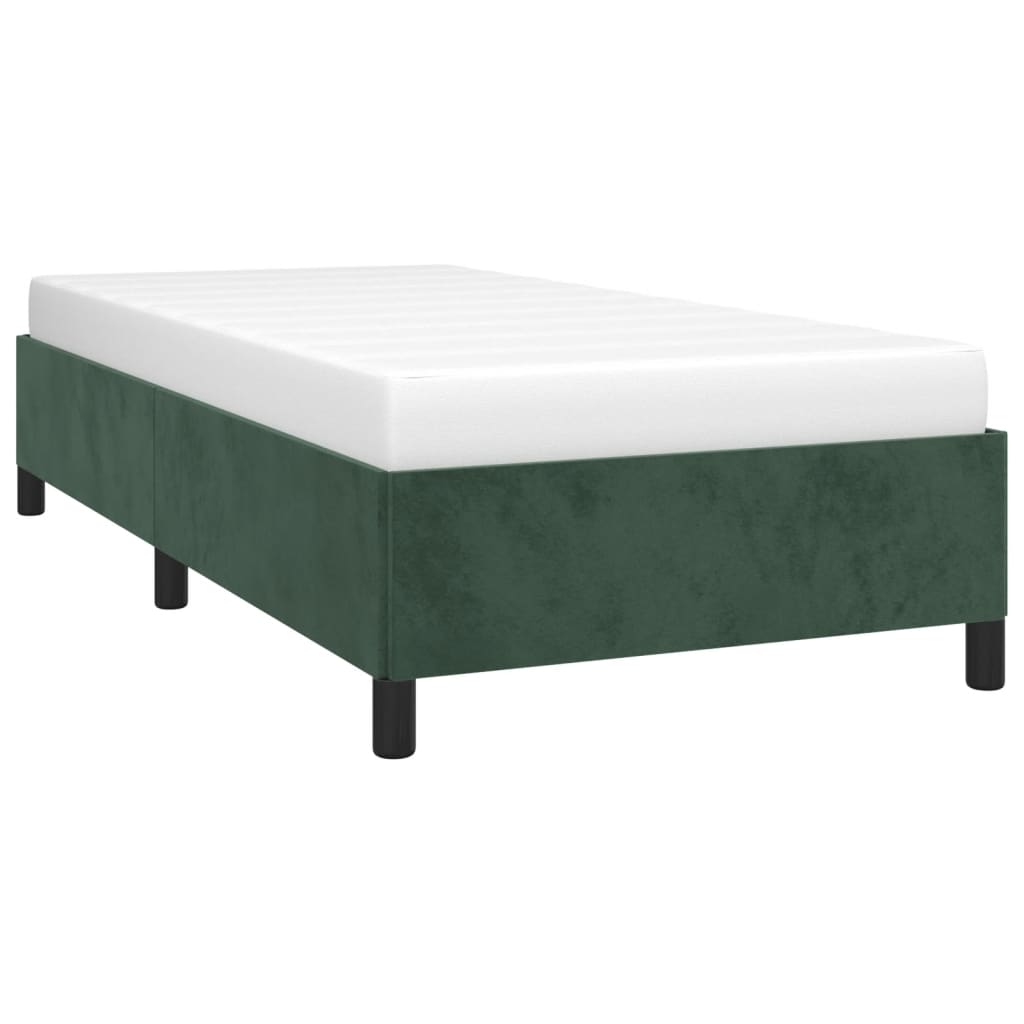 Estrutura de cama 90x200 cm veludo verde-escuro